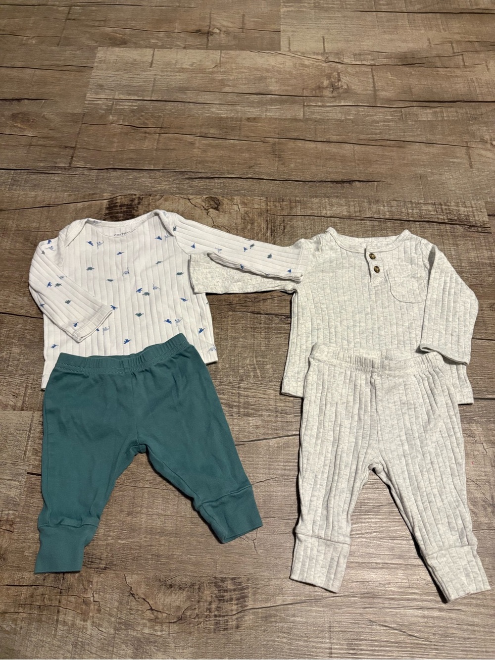 Neutral Ribbed Baby Two-Piece Sets